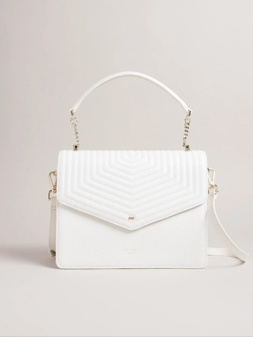 TED BAKER Brittni Leather Top Handle Crossbody Bag Ivory Quilted Satchel Wedding